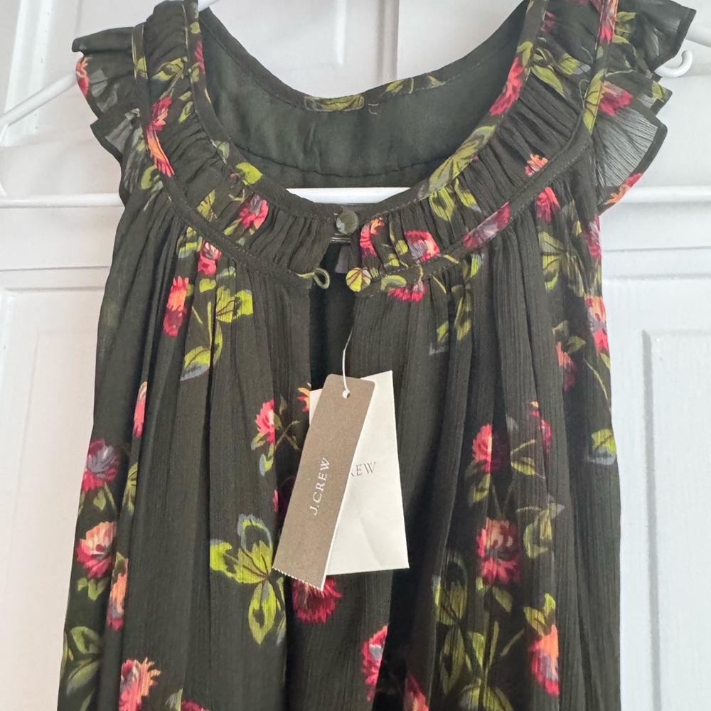 J. Crew Floral Midi Dress - Green and Pink